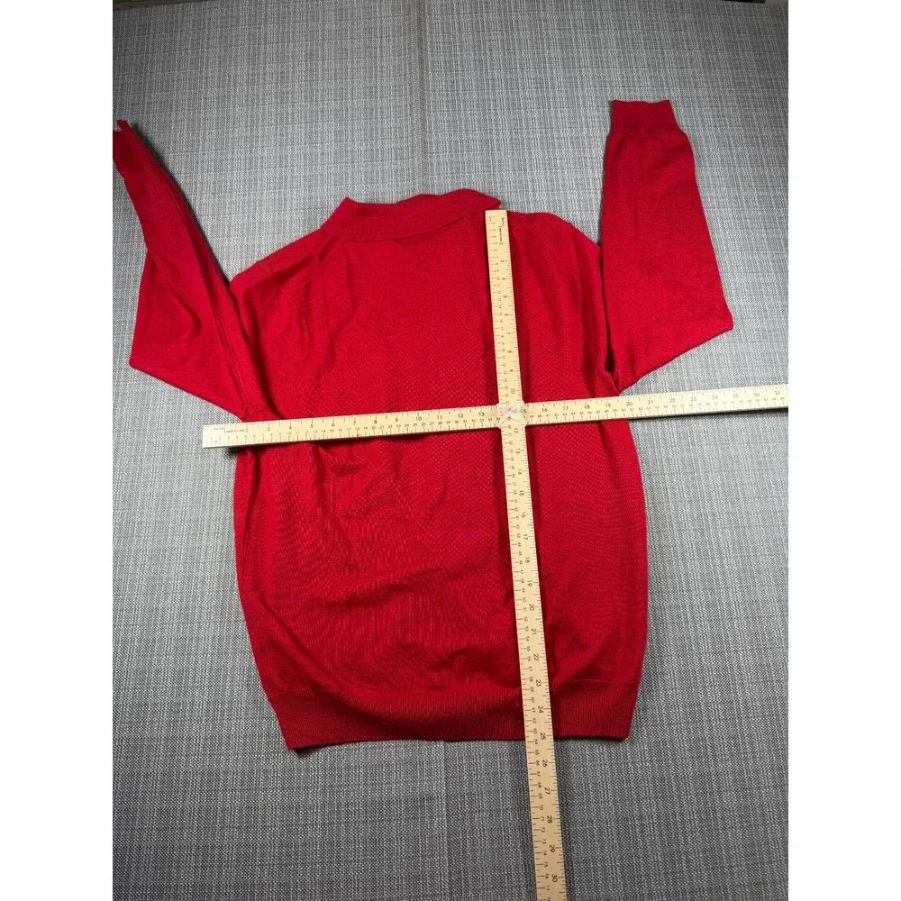 Jos A‎ Bank Travelers Collection Sweater Mens Medium Red Merino Wool Cozy Knit